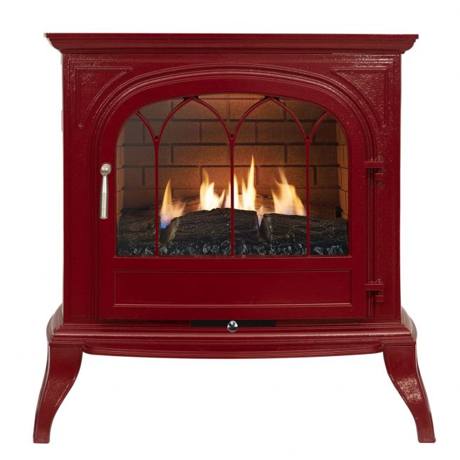 Amberley Flueless Gas Stove Burgundy