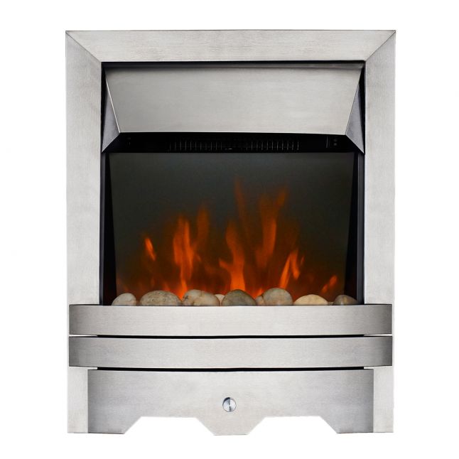 Clara Kinloch Brushed Steel Real Pebble LED Electric Fire