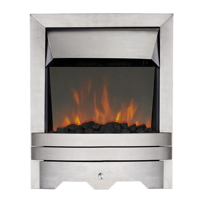 Londra Kinloch Brushed Steel Real Coal LED Reflections Electric Fire